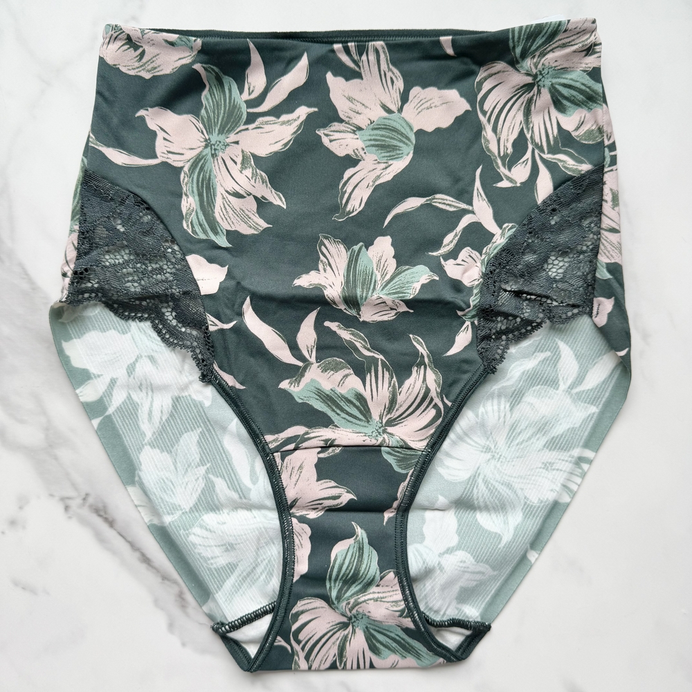 NWT SOMA VANISHING TUMMY WITH LACE HIGH-WAIST BRIEF PANTY IN BLOOM BREEZE EVERGL